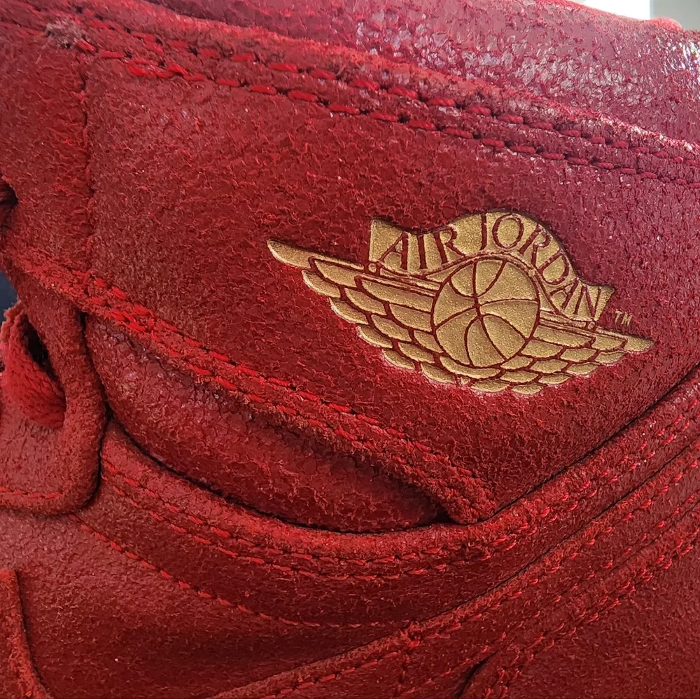 JORDAN 1 RETRO HIGH 2017 Dipped Toe Red - Sneakers, Gym red/gold/tan, size 7.5